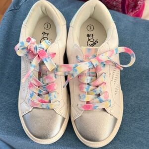 Art Class White Sneakers with Multicolor Laces